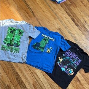 Minecraft Graphic T-Shirts Set of 3 - Gray, Blue, Black (Size 10/12)